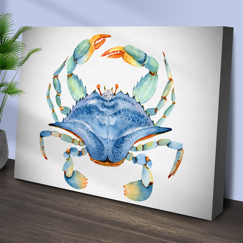 Crab Watercolor Canvas Wall Art IV