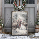 Vintage Woodland Santa Christmas Wall Art