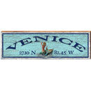 Venice Mermaid Blue Latitude Longitude | Wall Art Print on Real Wood
