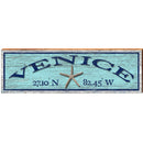 Venice Starfish Blue Latitude Longitude | Wall Art Print on Real Wood