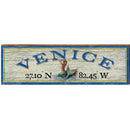 Venice Mermaid Blue/Yellow Latitude Longitude | Wall Art Print on Real Wood