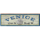 Venice Sand Dollar Blue/Yellow Latitude Longitude | Wall Art Print on Real Wood