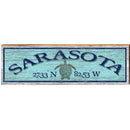 Sarasota Sea Turtle Blue Latitude Longitude | Wall Art Print on Real Wood