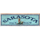 Sarasota Mermaid Blue Latitude Longitude | Wall Art Print on Real Wood