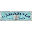 Sarasota Sand Dollar Blue Latitude Longitude | Wall Art Print on Real Wood