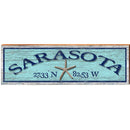 Sarasota Starfish Blue Latitude Longitude | Wall Art Print on Real Wood