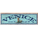 Venice Mermaid Blue Latitude Longitude | Wall Art Print on Real Wood