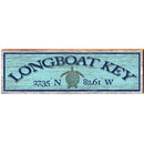 Longboat Key Sea Turtle Blue Latitude Longitude | Wall Art Print on Real Wood