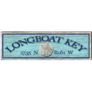 Longboat Key Sand Dollar Blue Latitude Longitude | Wall Art Print on Real Wood