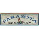 Sarasota Mermaid Blue/Yellow Latitude Longitude | Wall Art Print on Real Wood