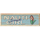 Sarasota Nauti Girl Mermaid Coastal Blue | Wall Art Print on Real Wood