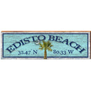 Edisto Beach Palm Tree Blue Latitude Longitude ASH2 | Wall Art Print on Real Wood