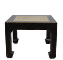 Marble Top Square and Distressed Black Vintage Accent or Side Table or Coffee Table, 18"H
