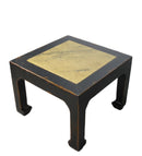 Marble Top Square and Distressed Black Vintage Accent or Side Table or Coffee Table, 18"H