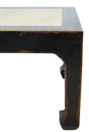Marble Top Square and Distressed Black Vintage Accent or Side Table or Coffee Table, 18"H