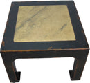Marble Top Square and Distressed Black Vintage Accent or Side Table or Coffee Table, 18"H
