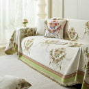 Charming French Country Floral Basket Sofa Throw Cover Rustic Farmhouse-Style Couch Cover Blankets