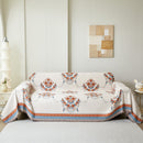 Charming French Country Floral Basket Sofa Throw Cover Rustic Farmhouse-Style Couch Cover Blankets