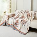 Charming French Country Floral Basket Sofa Throw Cover Rustic Farmhouse-Style Couch Cover Blankets