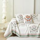 Charming French Country Floral Basket Sofa Throw Cover Rustic Farmhouse-Style Couch Cover Blankets