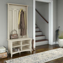 Antique White Large Entryway Coat Rack Storage Shoe Cubby Hall Tree