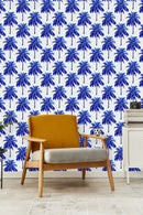 Voguish Blue Palms Wallpaper