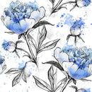 Fashionable Blue Large Peonies Wallpaper Fashionable