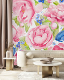 Voguish Brightly Pink Flowers Wallpaper