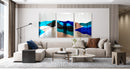 Oversized Contemporary Art Mirrored Mountain Wall Decor Set of 3