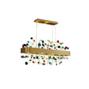 Abbadia San Salvatore | Gold Rectangle Colorful Crystal Chandelier