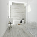 WPC Vinyl Rigid Core 9" Width 60" RL 8.5mm Thick, 1.5mm IXPE, Abstract Silver, Romulus Floors - Mazzia Collection