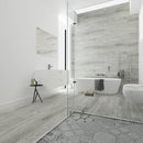 WPC Vinyl Rigid Core 9" Width 60" RL 8.5mm Thick, 1.5mm IXPE, Abstract Silver, Romulus Floors - Mazzia Collection