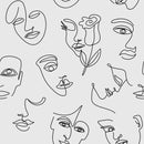 Minimalist Line Art Wallpaper - Abstract Faces Design