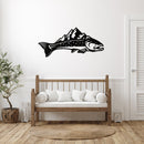 Trout Mountains Fish Design Metal Wall Art – Fishing Scenic Nature Cabin Decor