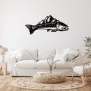 Trout Mountains Fish Design Metal Wall Art – Fishing Scenic Nature Cabin Decor
