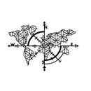 World Map Compass - Metal Wall Art