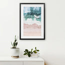 Aerial Coastal Ocean Wall Decor. Pink Beach, Blue Waves