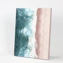 Ocean Aerial Print. Neutral Pink Beach, Blue Waves