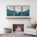 Turquoise Wave on the Sandy Beach Prints. Aerial Photography