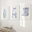 Preppy Aesthetic Dorm Decor Blue Wall Art Prints