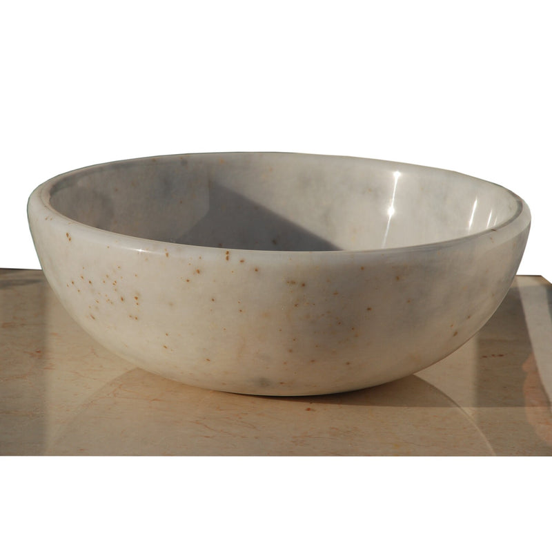 Afyon sugar white natural stone marble vessel sink polished d16 h6 20020031 side view