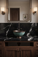 Aged Copper Bathroom Sink with Faucet