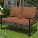 Ainfox Outdoor Patio Furniture Rocking Loveseat, Wicker Rattan Sofa