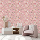 Modish Pink Wallpaper with Wildflowers Smart