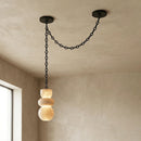 Alabaster Cylindrical Chain Chandelier