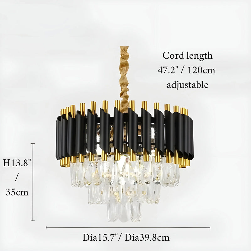 Alfonsine | Luxury Black Crystal Led Hanging Chandelier For Living Room