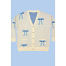 All Over Coquette Bow Knit Cardigan in Blue or Pink [Size Options: SM-XL]