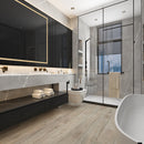 SPC Vinyl Rigid Core 7" Width 60" RL, 6mm Thick, 1.5mm IXPE Alloyed Bay Amare Floors - Mazzia Collection Product shoot Wash room view 1