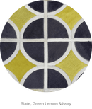 ALPHA – Custom Animal Hide Rug in Geometric Circle Pattern