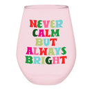 Always Bright Jumbo Stemless Wine Glass in Pink Tinted Glass | Pastel Christmas Holiday | 30 oz. Holds an Entire Bottle of Wine!